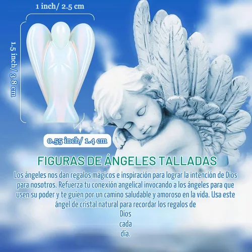 Vista 2 de Hicarer 6 figuras de ángel de cristal mini guardián, 1.5 pulgadas Ángeles naturales que curan la paz y la energía del amor, regalo de meditación