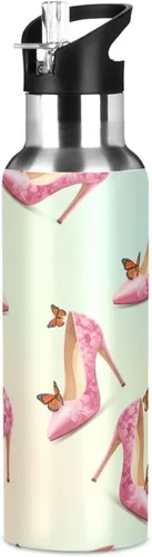 Vista 8 de Elegant Pink Butterflies Insulated Water Bottle 32 Oz Leakproof Water Bottles, BPA-Free Sport Water Bottle
