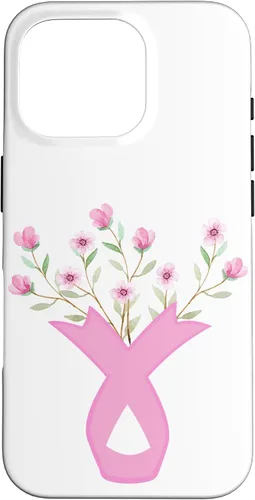 Vista 20 de Flower Jar Pink Ribbon Breast Cancer Awareness Month Women Case for iPhone 17