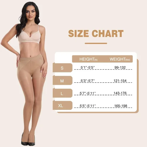 Vista 4 de MANZI 2 pares de medias transparentes para mujer, 40D, cintura alta, control superior, medias altas hasta el muslo con dedos reforzados
