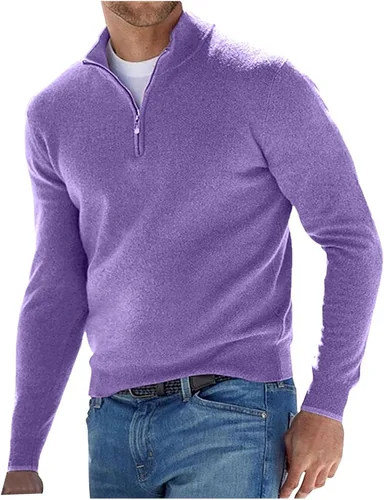 Vista 8 de Ymosrh Suéter de cuello redondo para hombre, casual, con cremallera de un cuarto, sudadera básica de manga larga, sudaderas M-5XL