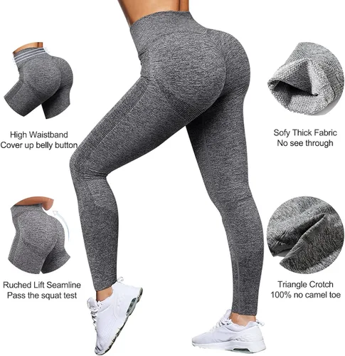 Vista 2 de OMKAGI - Leggings levanta glúteos para mujer, pantalones deportivos de yoga con diseño de tiro alto y sin costuras