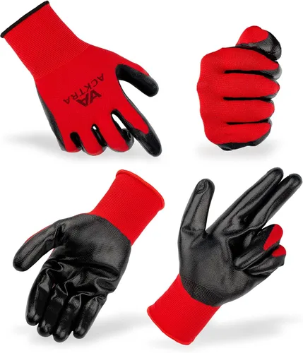 Vista 6 de ACKTRA Guantes de trabajo de seguridad ultrafinos de poliuretano 12 pares, WG002 negro/negro, XS