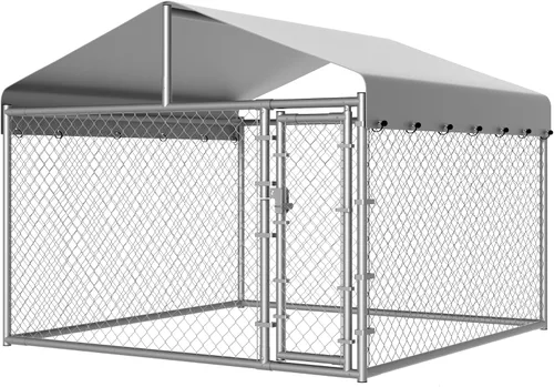 Vista 2 de Perrera para Perros al Aire Libre con Techo, Recinto Grande para Correr Perros, Corrales Exteriores de Servicio Pesado Casa Parque