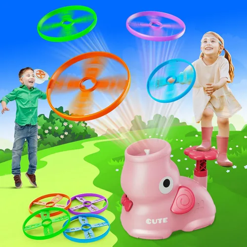 Vista 10 de CPSYUB Lanzador de disco volador para exteriores, juguetes de brinco para niños de 3, 4, 5, 6, 7, 8, 9, 10 años, juego de atrapar mariposas