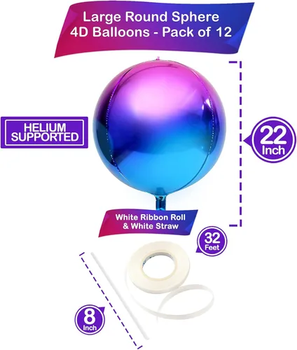 Vista 7 de KatchOn, Globos grandes de Mylar plateados, 22 pulgadas, paquete de 24 unidades, globos metálicos morados para fiesta de galaxia, globos esféricos