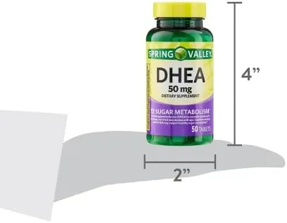 Vista 3 de Spring Valley - Tabletas DHEA, 50 mg, 50 unidades + calcomanía Dri Store (paquete 1 botella)