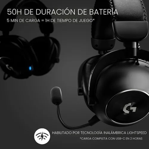 Vista 3 de Logitech G PRO X 2 Lightspeed - Auriculares inalámbricos para juegos: Auriculares inalámbricos con micrófono, controladores de grafeno de 50mm