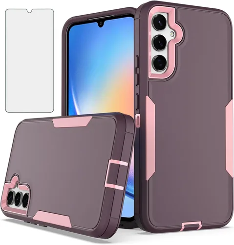 Vista 5 de Asuwish Funda protectora para Samsung Galaxy A34 5G con protector de pantalla de vidrio templado y accesorios para celda, dura, delgada, híbrida