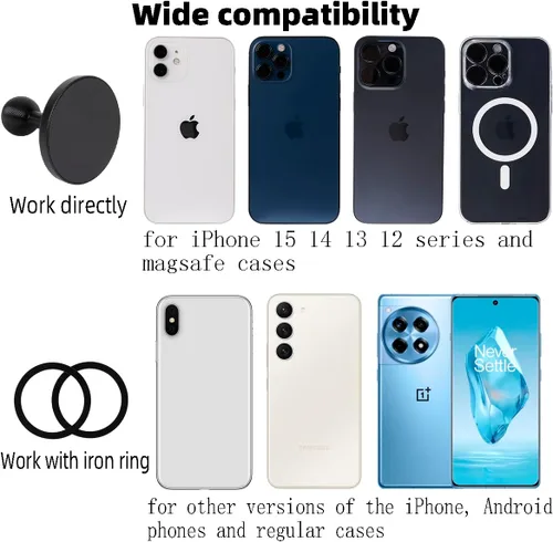 Vista 3 de Base de soporte para teléfono celular súper magnética con bola de 1 pulgada para MagSafe iPhone 17 16 15 14 13 Series, compatible con soportes RAM
