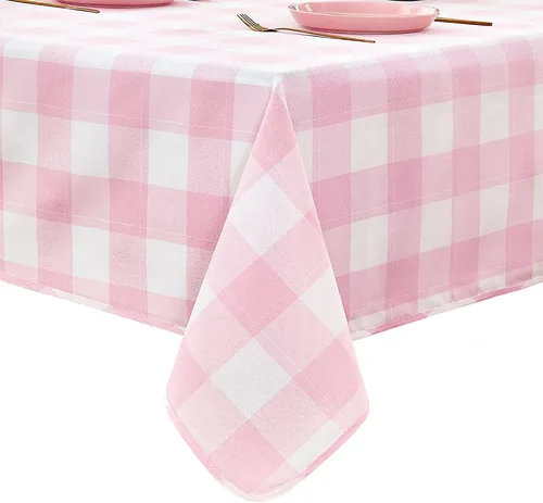 Vista 11 de Mantel rectangular de 70.9 x 55 pulgadas, mantel de cuadros impermeable y reversible, funda de mesa de picnic de mezcla de algodón lavable