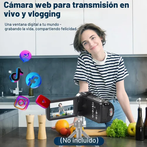 Vista 7 de Videocámara 4K HD 80MP Cámara de vídeo 18X Zoom digital 3.0 IPS Pantalla Vlogging Cámara para YouTube IR Visión Nocturna Grabadora de Video