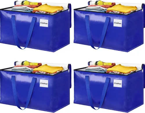 Vista 14 de Bolsas de mudanza extra grandes, bolsas de almacenamiento con asas de estudio y cremalleras resistentes, suministros de mudanza para mudanza