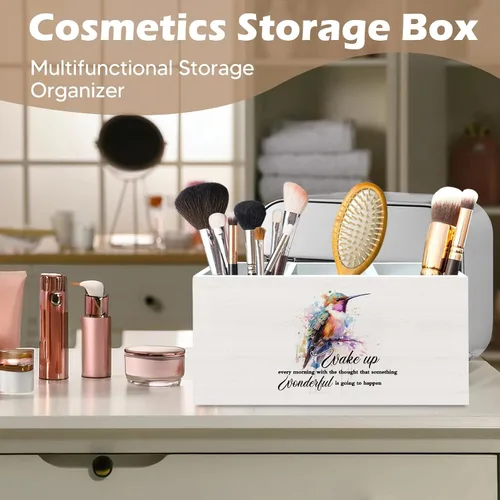 Vista 5 de DILSJ Hummingbird - Organizador de lápices inspirador para escritorio, regalos inspiradores para mujeres, citas motivacionales, caja de madera