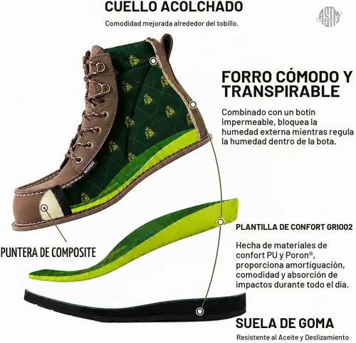 Vista 3 de Golden Retriever Men's Waterproof Composite Toe Work Boots, Slip Resistant Punta compuesta ancha G6355