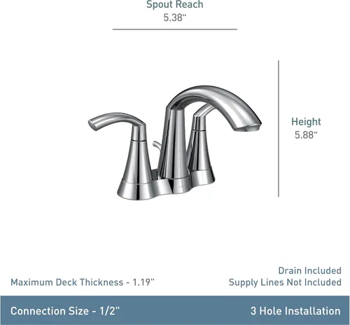 Vista 4 de Moen 6172BL Glyde - Grifo de baño con dos manijas de arco alto, color negro mate