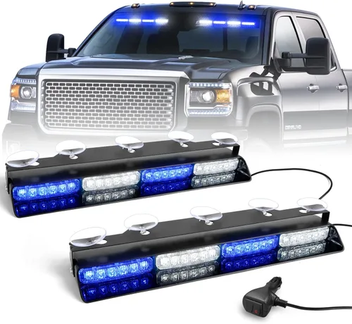 Vista 13 de HLauto Luces estroboscópicas de emergencia 6Z4J: luces de seguridad blancas ámbar de 2 x 16.8 pulgadas, 48 luces LED intermitentes de advertencia