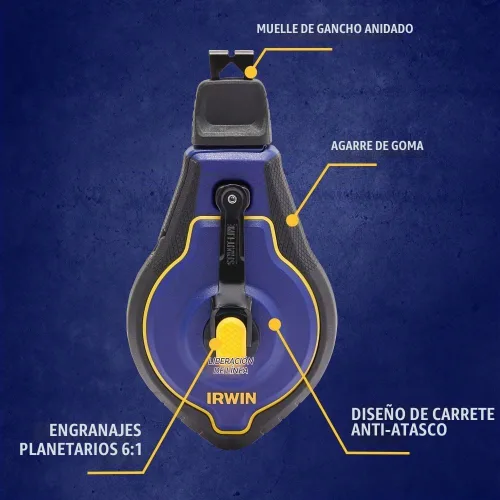 Vista 2 de IRWIN Herramientas STRAIT-LINE Chalk Line, carrete Speedline Pro, 100 pies (IWHT48443)