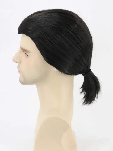 Vista 2 de Topcosplay Pelucas cortas negras rectas para hombre, pelucas de fiesta de disfraces de Halloween