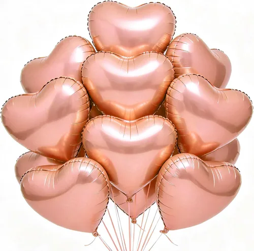 Vista 14 de 100 globos en forma de corazón de 5 pulgadas, globos de aluminio de Mylar de papel de aluminio para decoración de mujeres y niñas, día de San