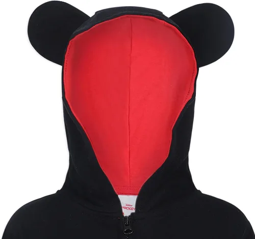 Vista 2 de Disney Sudadera con capucha de Mickey Mouse con cremallera para niños pequeños y bebés, color negro