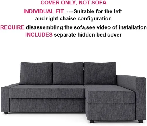 Vista 2 de MASTERS OF COVERS Cover Only Snug Fit Friheten Slipcover for The IKEA Friheten with Chaise Corner Cover, Sofa Bed Cover, Sectional Slipcover Gris