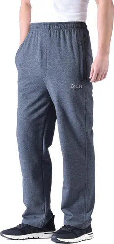 Vista 5 de Zoulee Pantalones deportivos casuales de algodón con cremallera frontal para hombre