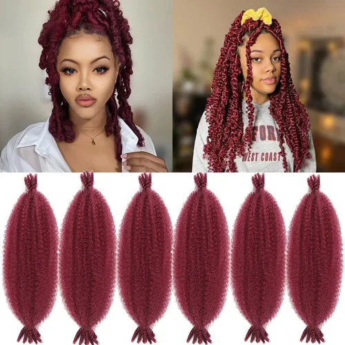 Vista 22 de Cabello para trenzar de 10 pulgadas para locs suaves sintéticos, trenzas de ganchillo Passion Spring Cuban Twist Hair Butterfly Loc Marley Twist
