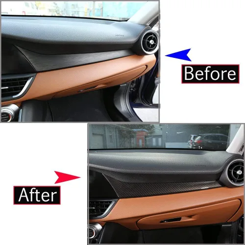Vista 2 de YIWANG Panel de consola central de automóvil para Alfa Romeo Giulia 2016-2019 para conductor de mano izquierda (fibra de carbono)