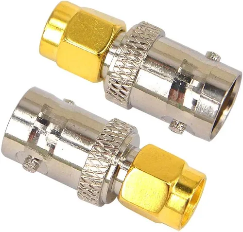 Vista 4 de BNC hembra a SMA macho RF adaptador coaxial BNC a conector de antena SMA coaxial Jack paquete de 2