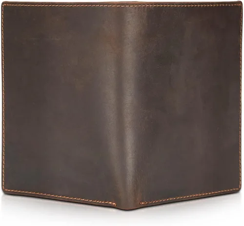 Vista 5 de Polare - Cartera de viaje de piel con bloqueo RFID para hombres y mujeres, Marrón oscuro, Cartera con bloqueo RFID