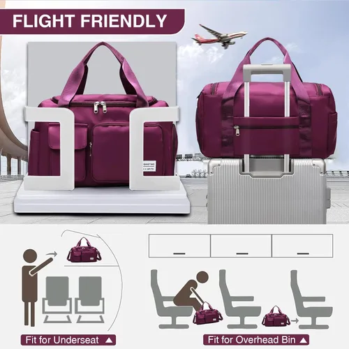 Vista 4 de Pequeña bolsa de gimnasio para mujer, bolsa de viaje con compartimento para zapatos