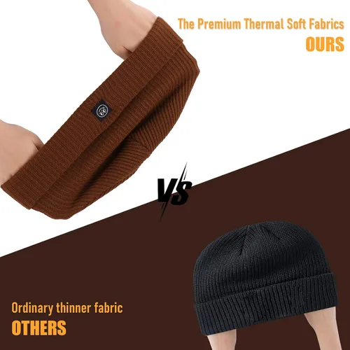 Vista 4 de Gorro para hombre con gorro de invierno con sonrisa, unisex, de punto, suave, cálido, con puños