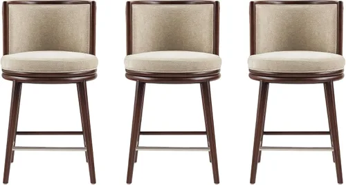 Vista 26 de Manhattan Comfort Taburete tapizado de madera moderno Evalyn Crema