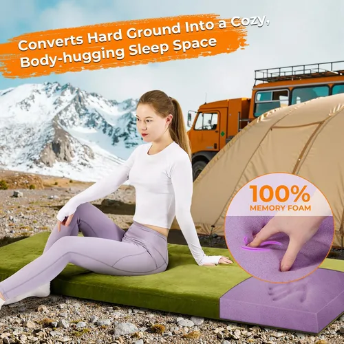 Vista 2 de BDEUS Colchón de Espuma Viscolástica para Camping de 3 Pulgadas Impermeable Enrollable Cama de Dormir para Adultos Colchón Enrollable Portátil