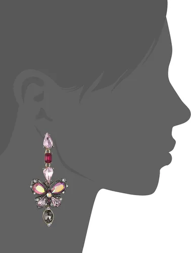 Vista 3 de Betsey Johnson Pendientes lineales con diseño de mariposa, Metal