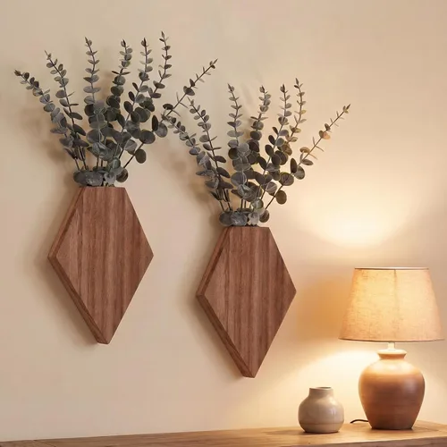 Vista 15 de Chunful - Juego de 2 macetas de madera para pared, color negro, 7.1 x 4.7 x 1.2 pulgadas