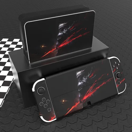 Vista 2 de PlayVital Full Set Protective Stickers for Nintendo Switch OLED Model, Customized Vinyl Decal Skins for Switch OLED Console & Joycon & Dock & Grip