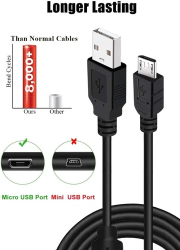 Vista 5 de Magnetic Ring Controller Charging Cable Compatible with PS4 Xbox One SX Controller - 2Pack 10ft