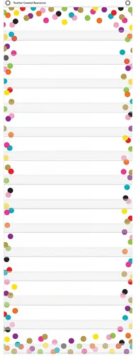 Vista 2 de Teacher Created Resources - Tabla organizadora de horario o actividades con 14 bolsillos (13 x 34 pulgadas), confeti