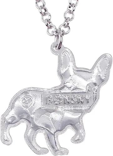 Vista 5 de BONSNY Collar de Bulldog Francés con diamantes de imitación esmaltados, diseño original para mujeres y niños