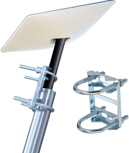 Vista 8 de Soporte de abrazadera de doble perno en U para antena Starlink, adaptador de poste para montaje en riel de escalera Rv, universal
