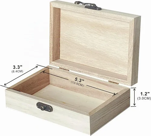 Vista 3 de Paquete de 24 cajas pequeñas de madera para manualidades, caja de madera sin terminar de 6 x 4 x 2 pulgadas, caja de recuerdo para almacenamiento