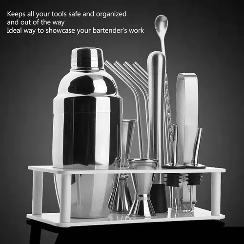 Vista 5 de TOPINCN Kit de coctelera para barman de plástico, ahorro de espacio, organiza almacenamiento, soporte para herramientas de bartender, barra