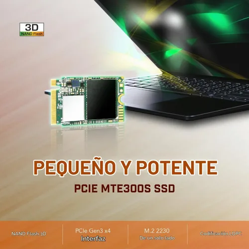 Vista 3 de Transcend MTE300S PCIe 2230 SSD de 256 GB, 2000 MB/s para Steam Deck, Surface Pro
