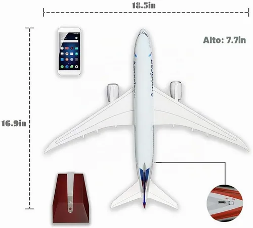 Vista 6 de Modelo a escala 1:130 de 24 horas, modelo de avión a escala 1:130, modelo de avión, estatua de avión, modelo de avión fundido a troquel con luz LED