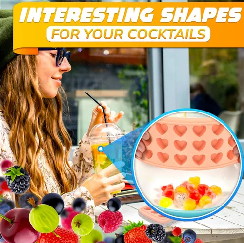 Vista 7 de Bandeja para cubitos de hielo con tapa – Molde de silicona de 24 cavidades para forma de corazón y dulces – Moldes flexibles, resistentes al calor e