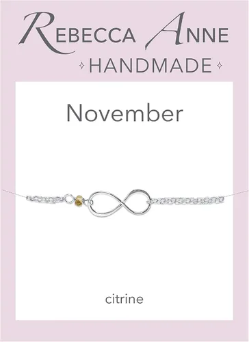 Vista 49 de Pulsera con dije de infinito con piedra natal, joyería hecha a mano, regalo para ella