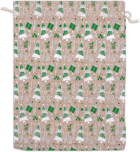 Vista 24 de 48 paquetes de 3x4 bolsas de regalo reutilizables de yute y arpillera con cordones (Feliz Navidad, X-Pequeño) - para regalos, favores de fiesta