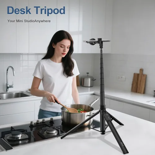 Vista 8 de Trípode automático de 66 pulgadas con control remoto, trípode para teléfono celular para grabación de video y transmisión en vivo, trípode ajustable